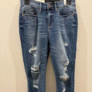 Judy Blue Women's Ripped Skinny Jeans - Classic Blue